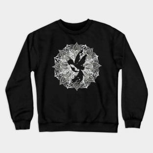 White Mandala Circle Hummingbird Crewneck Sweatshirt